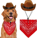 Goyoswa Halloween Dog Costume - Cowboy Hat & Bandana, Brown & Red, Large