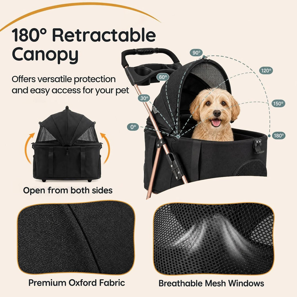GIANTEX Dog Stroller for Small Dogs & Cats with Detachable Carrier (Black)