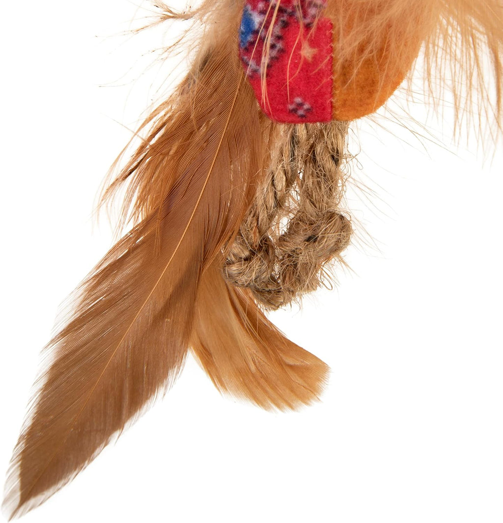 Instincts by SmartyKat 2-Pack HappyNip Love Mates Feather Birds Plush Cat Toys, Contains Catnip & Silvervine - Orange/Gr