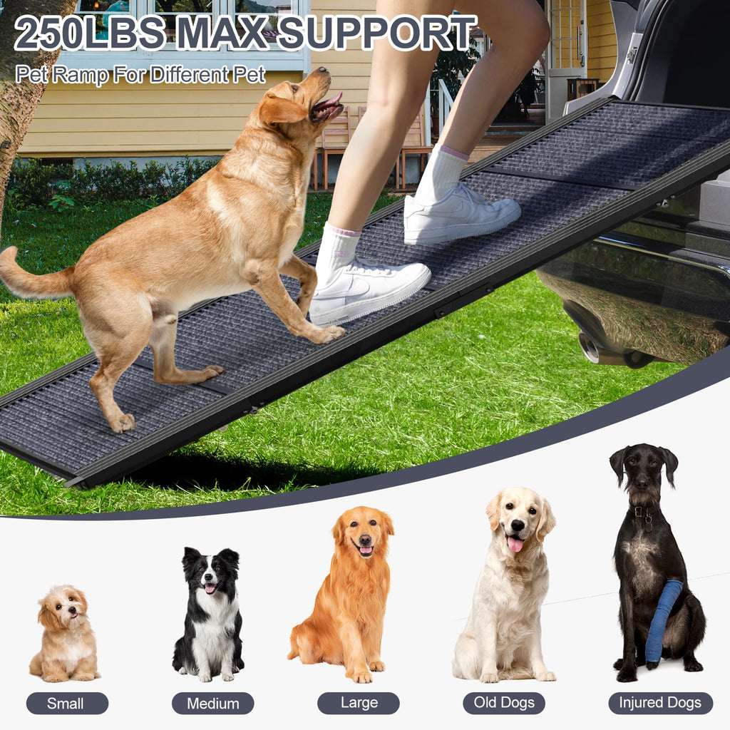 HerCcreta wigge Dog Ramp for Car 63" L × 17" W, Pet Ramp for Truck Foldable