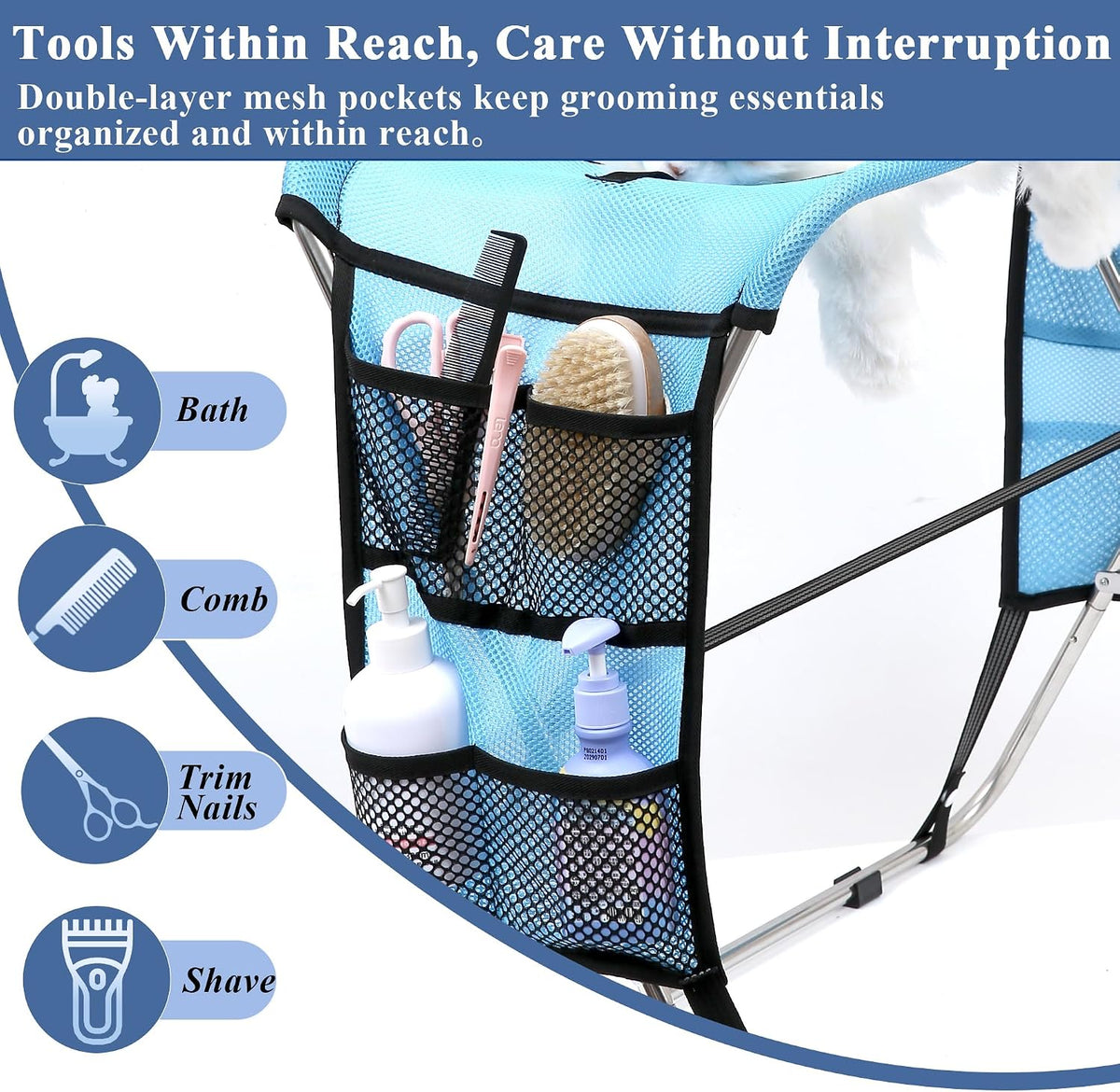 Dog Grooming Stand for Bathing, 8-Hole Support, Small & Medium Dogs & Cats