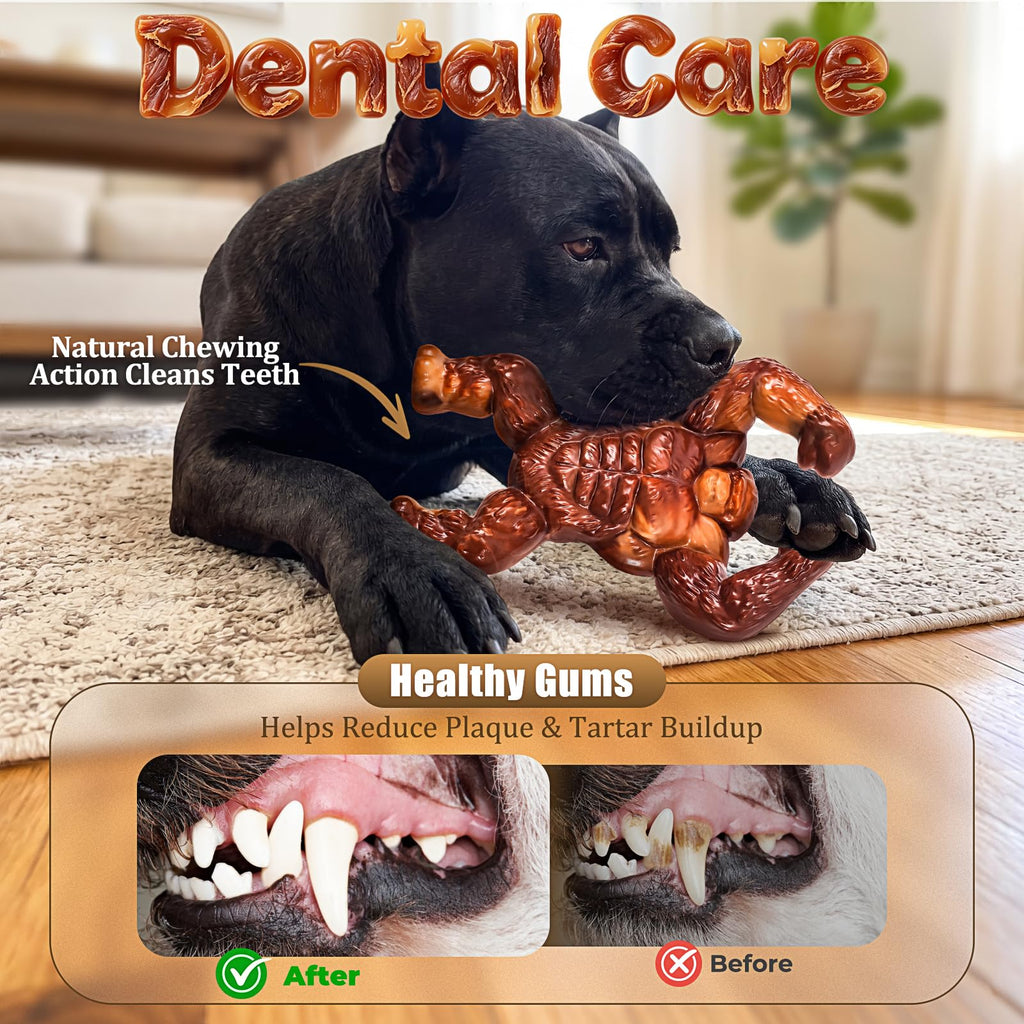 PETSTA Indestructible Dog Toys for Aggressive Chewers, Extreme Tough Toys for Large Dogs, Real Beef Flavored, Dog Bone for Medium/Large Dogs Breed, Gifts for Dogs