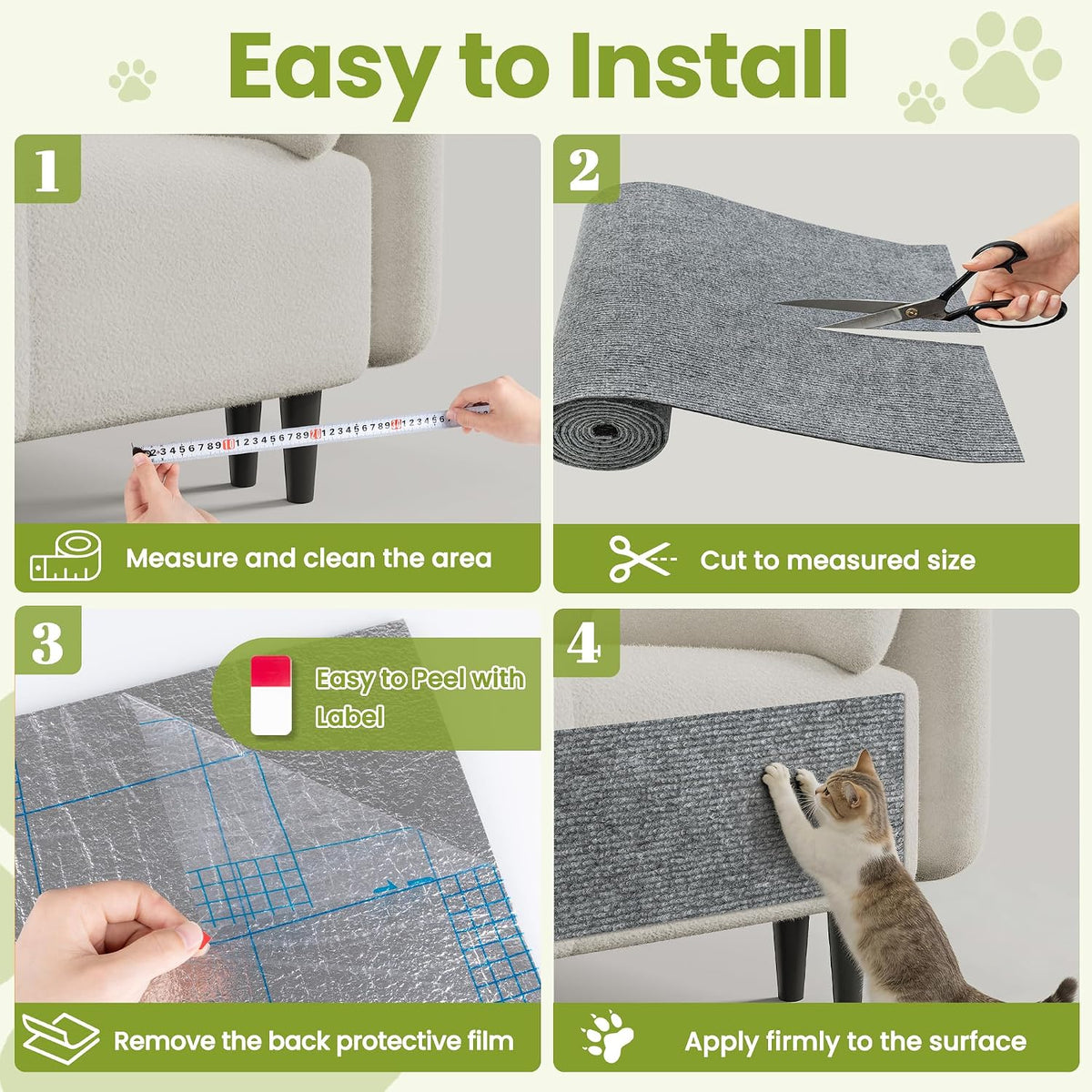 Cat Scratch Couch Furniture Protector, 78.7" x 15.8" Cat Scratcher Pad