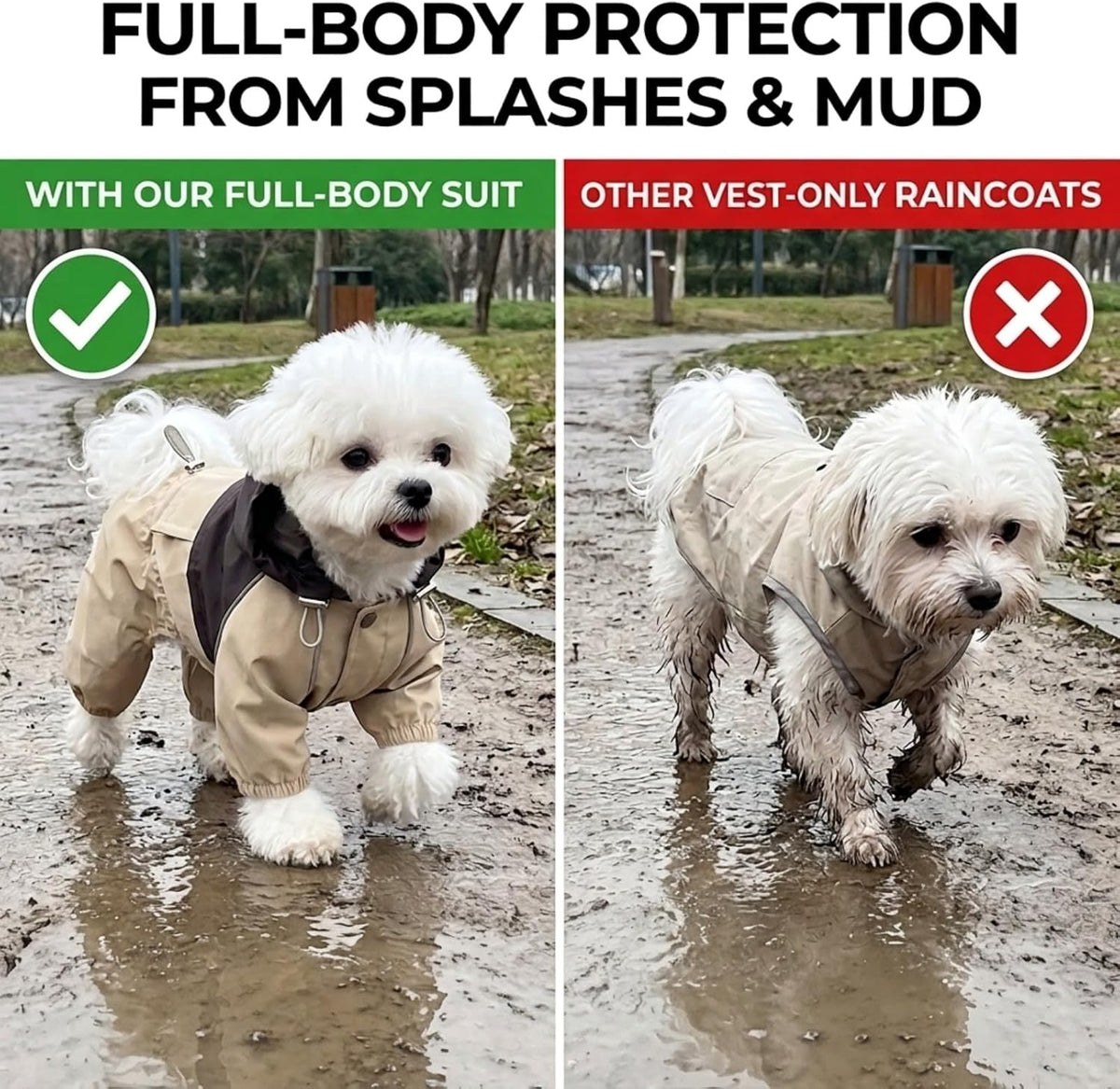 Pet Waterproof Raincoat Four-Legged Windproof Dog Jacket Hooded Jumpsuit for Small Medium Pets (Green,S)