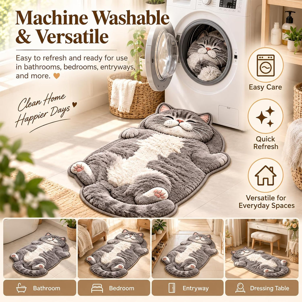 Cozy Sleeping Cat Floor Rug Plush Door Mat，#D：60 * 90cm