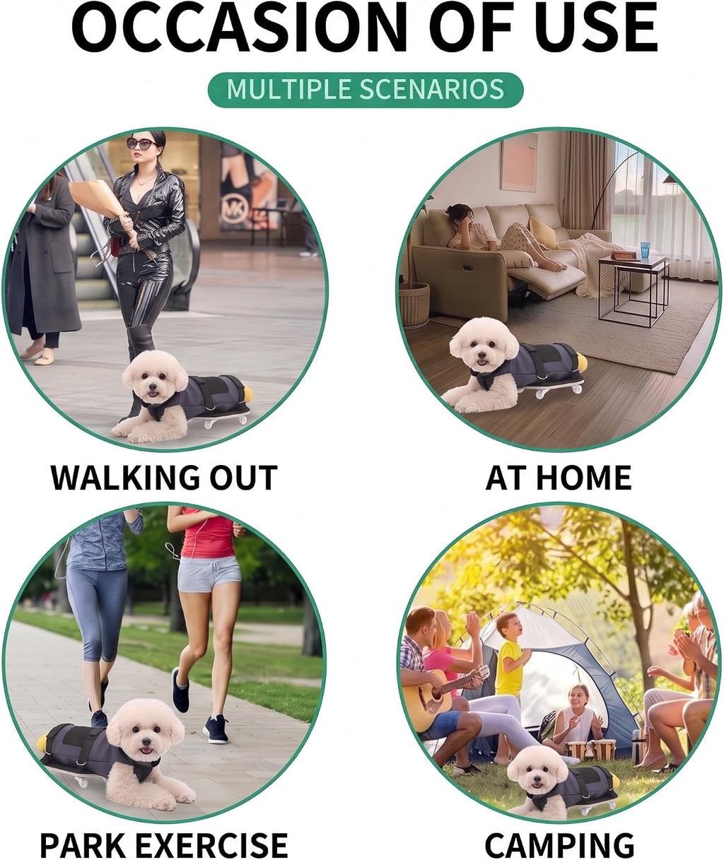 Dog Mobility Support Cart, Skateboard Wheelchair for Back Legs