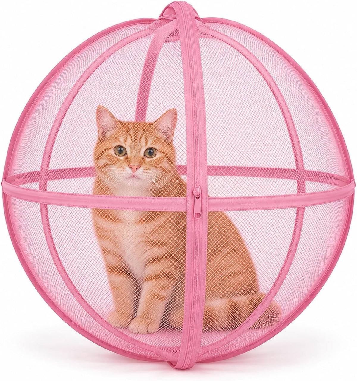 Rolling Cat Ball Enclosure, 27.6 Inch Foldable Spherical Mesh Cat Tent
