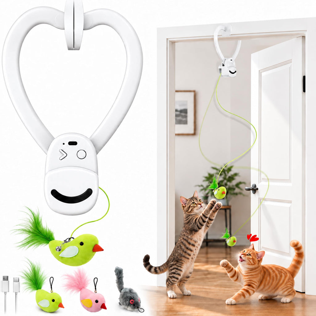Interactive Cat Toys for Indoor Cats, Clip-On Automatic Flying Bird