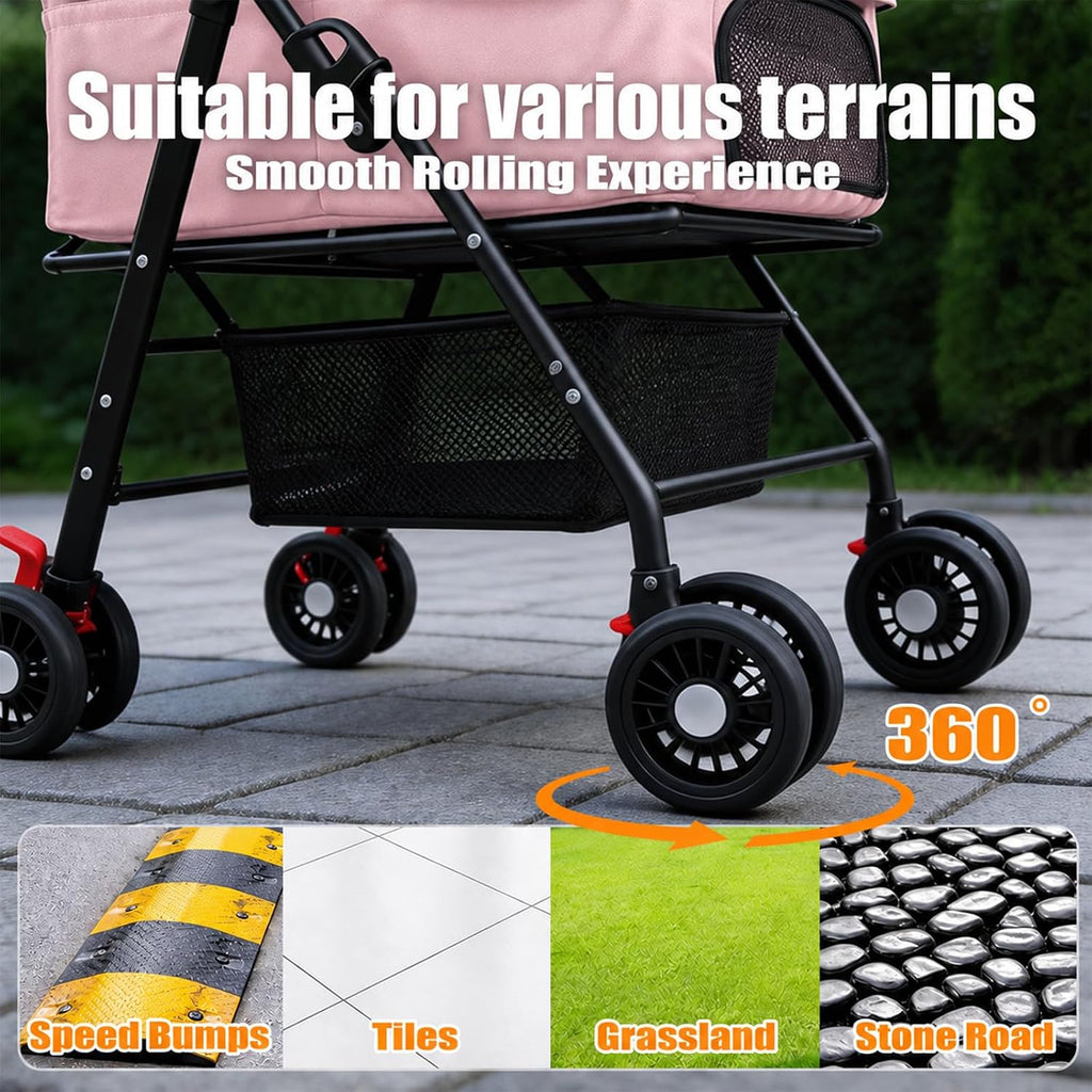 MOCALILI 3-in-1 Pet Stroller for Cats & Dogs, Detachable, 33 lbs Capacity