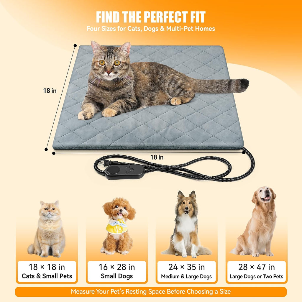 Heated Cat Bed for Pet/Cats/Dogs, Cat Heating Pad Indoor (18" X 18")