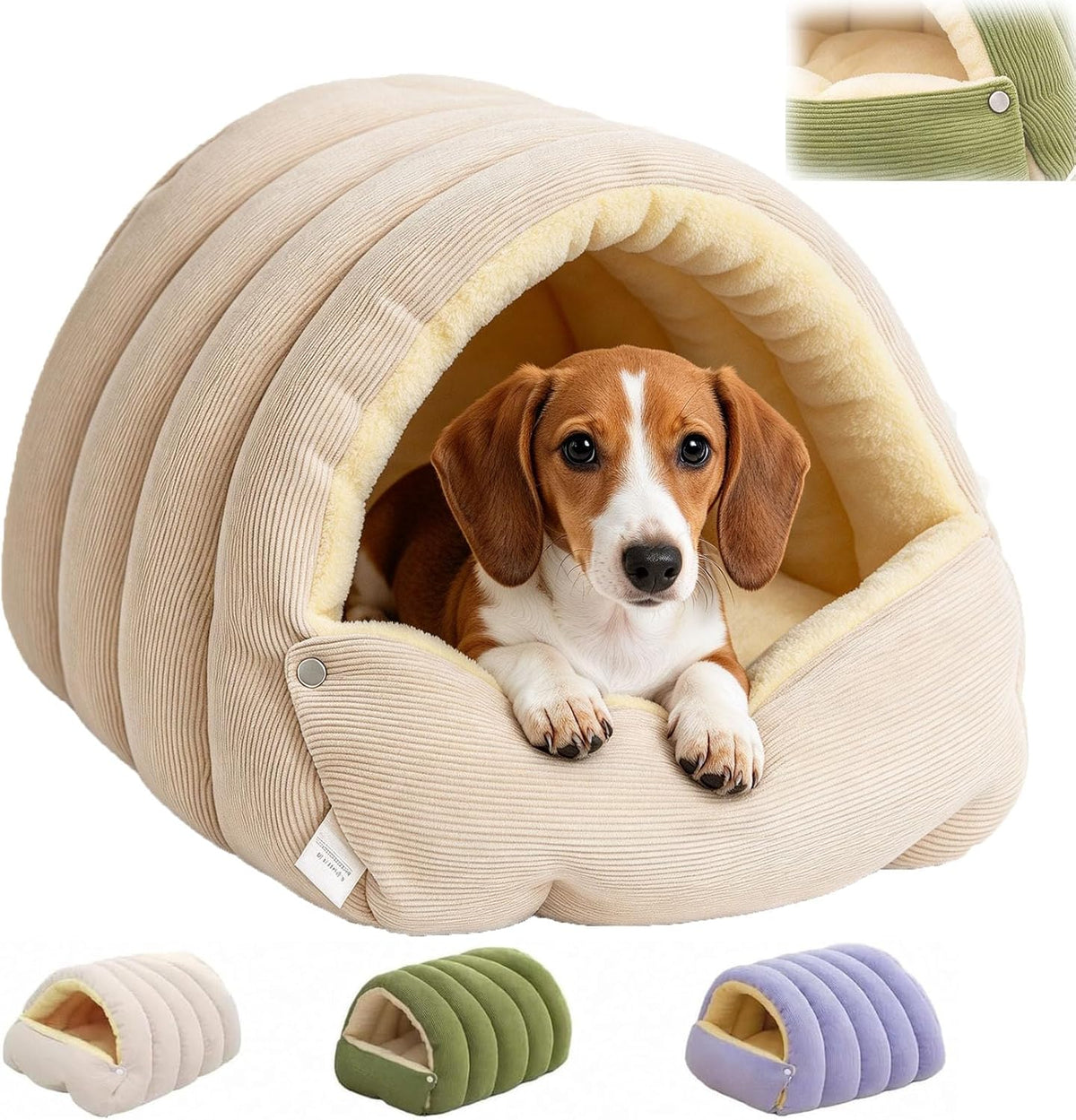Dachshund Cave Bed, Cat Cave Bed & Dog Cave Beds (Medium,Green)