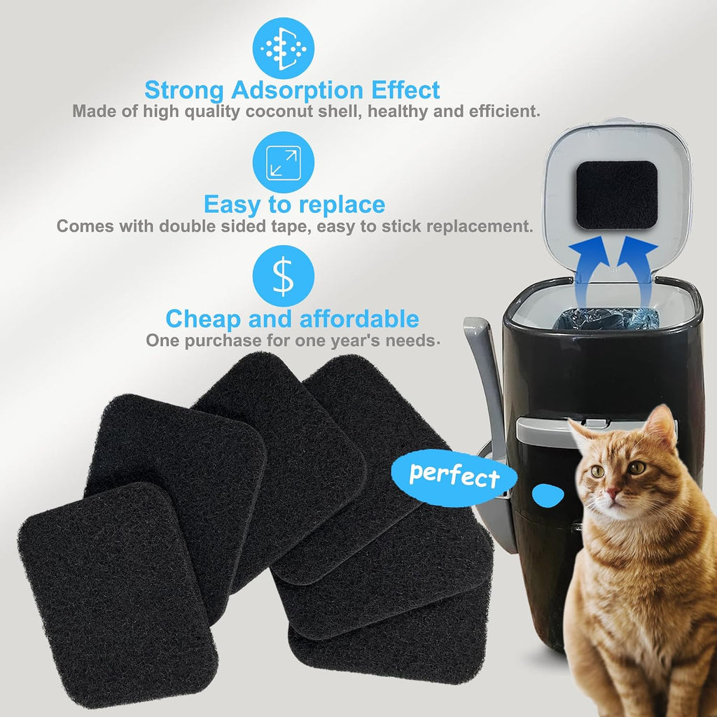 6PCS Activated Charcoal Filters for Litter Genie Standard Pail