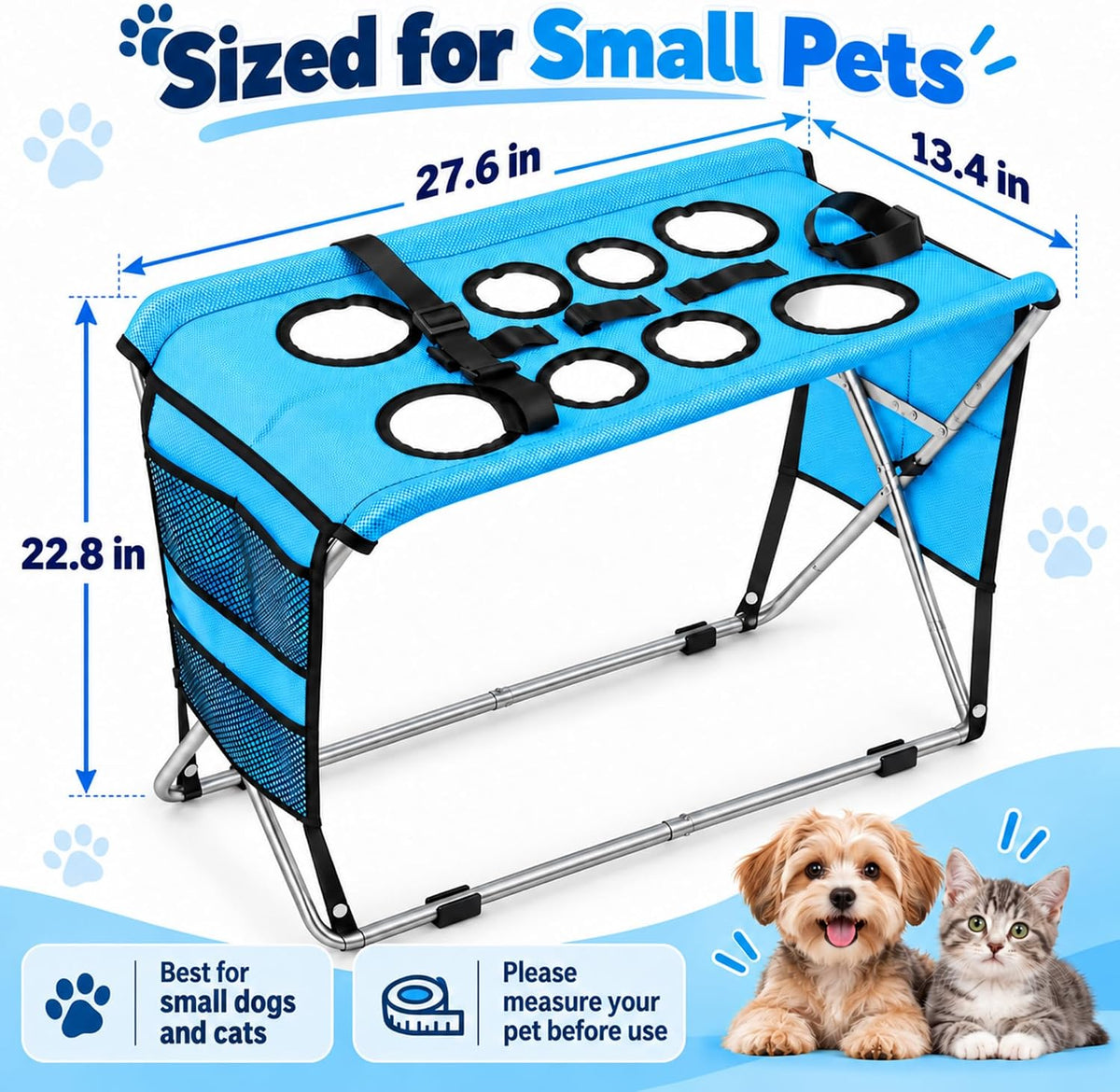 Foldable Dog Bath Hammock with Stand, Pet Shower Holder for Small Pets