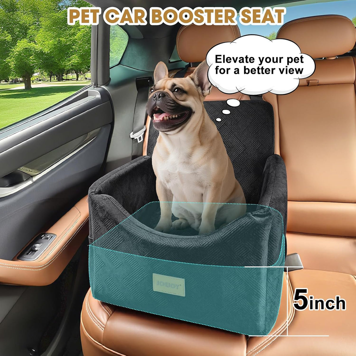 JOEJOY Dog Car Seats for Small Medium Dogs Under 35lbs, Dog Booster Seat with Detachable Washable Cover and Cushion, Mem