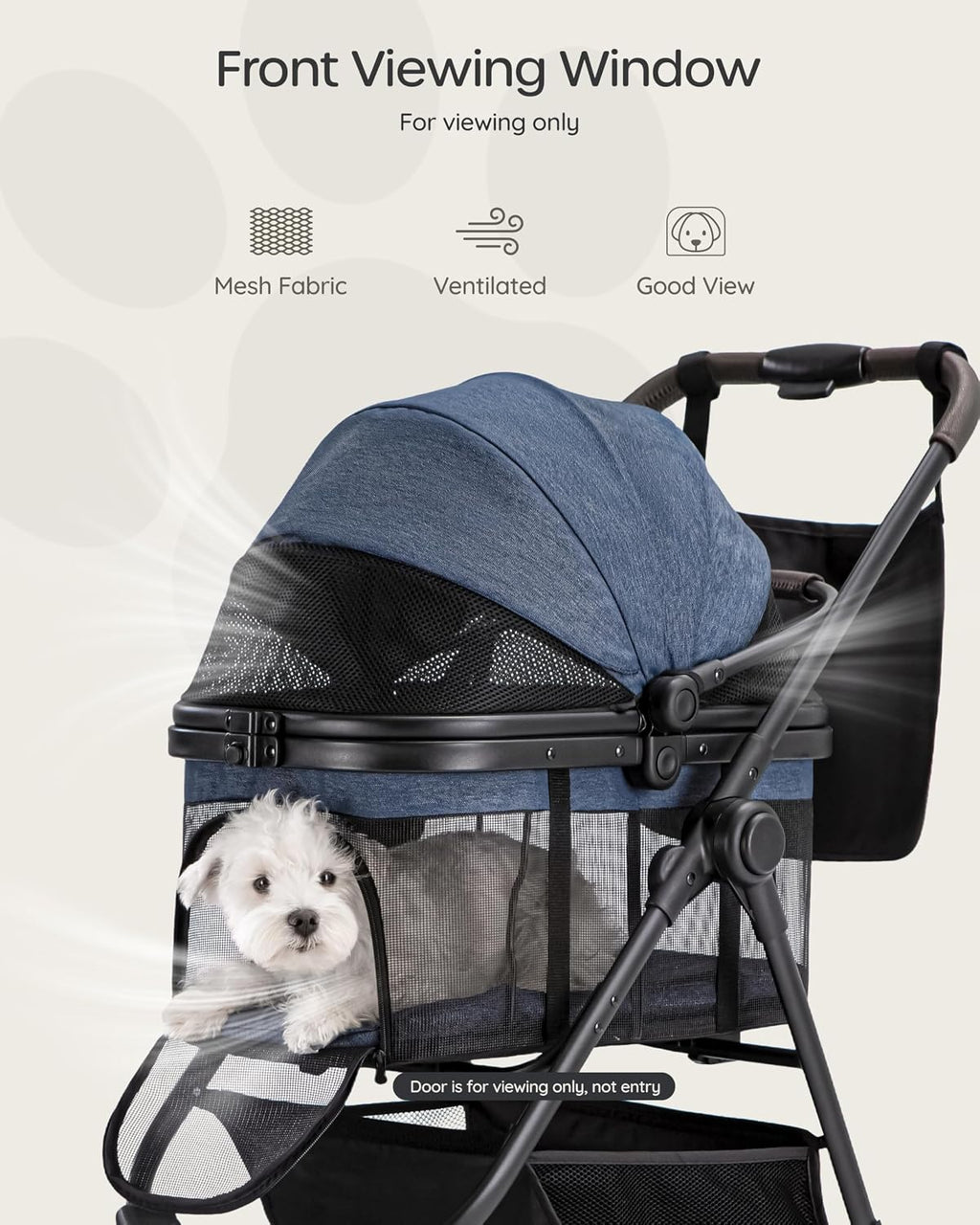 Pet Stroller for Small Dogs & Cats, Foldable with Detachable Carrier