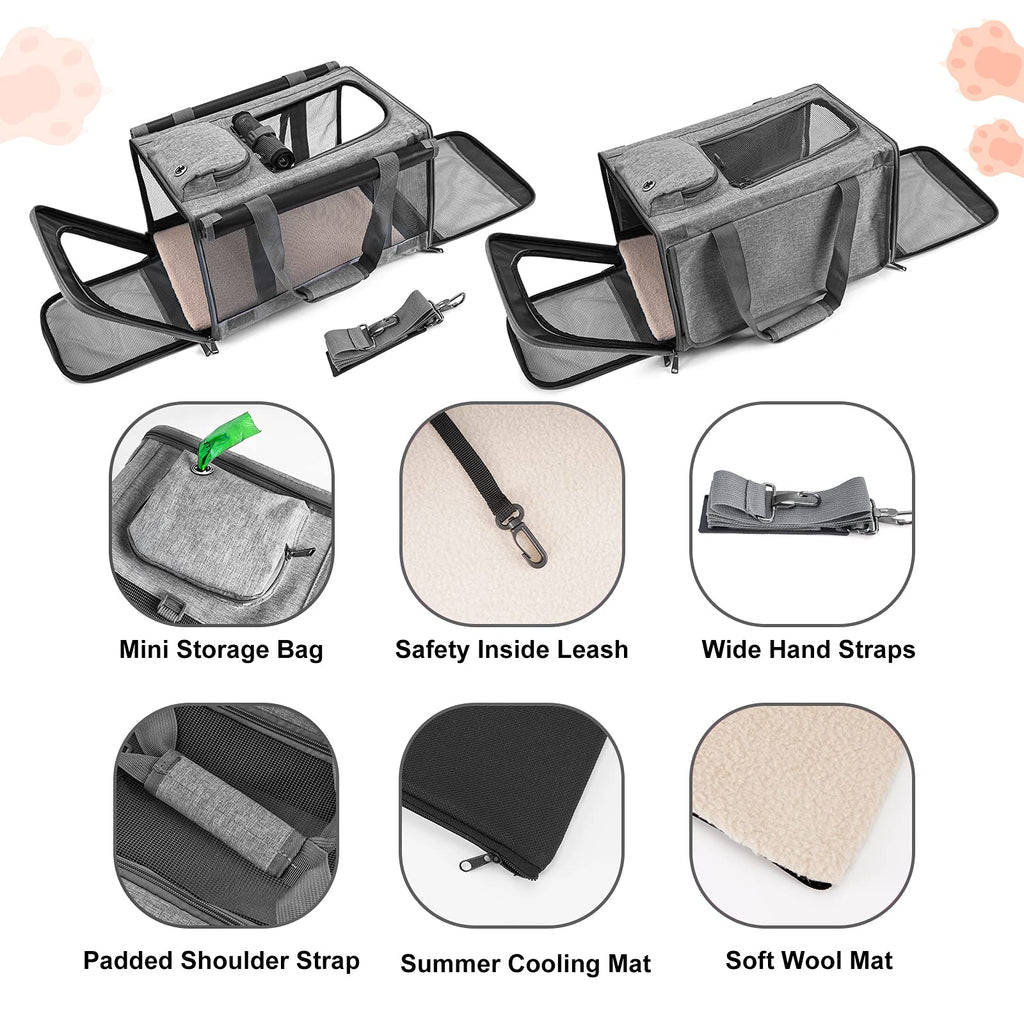 GAPZER Pet Carrier for Large Cats up to 20lbs Soft-Sided Privacy Protection