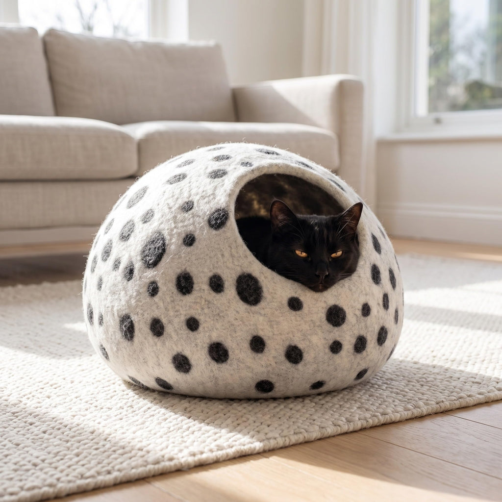 Woolygon Merino Wool Cat Cave, Foldable Hideaway Pod, 100% Merino Wool