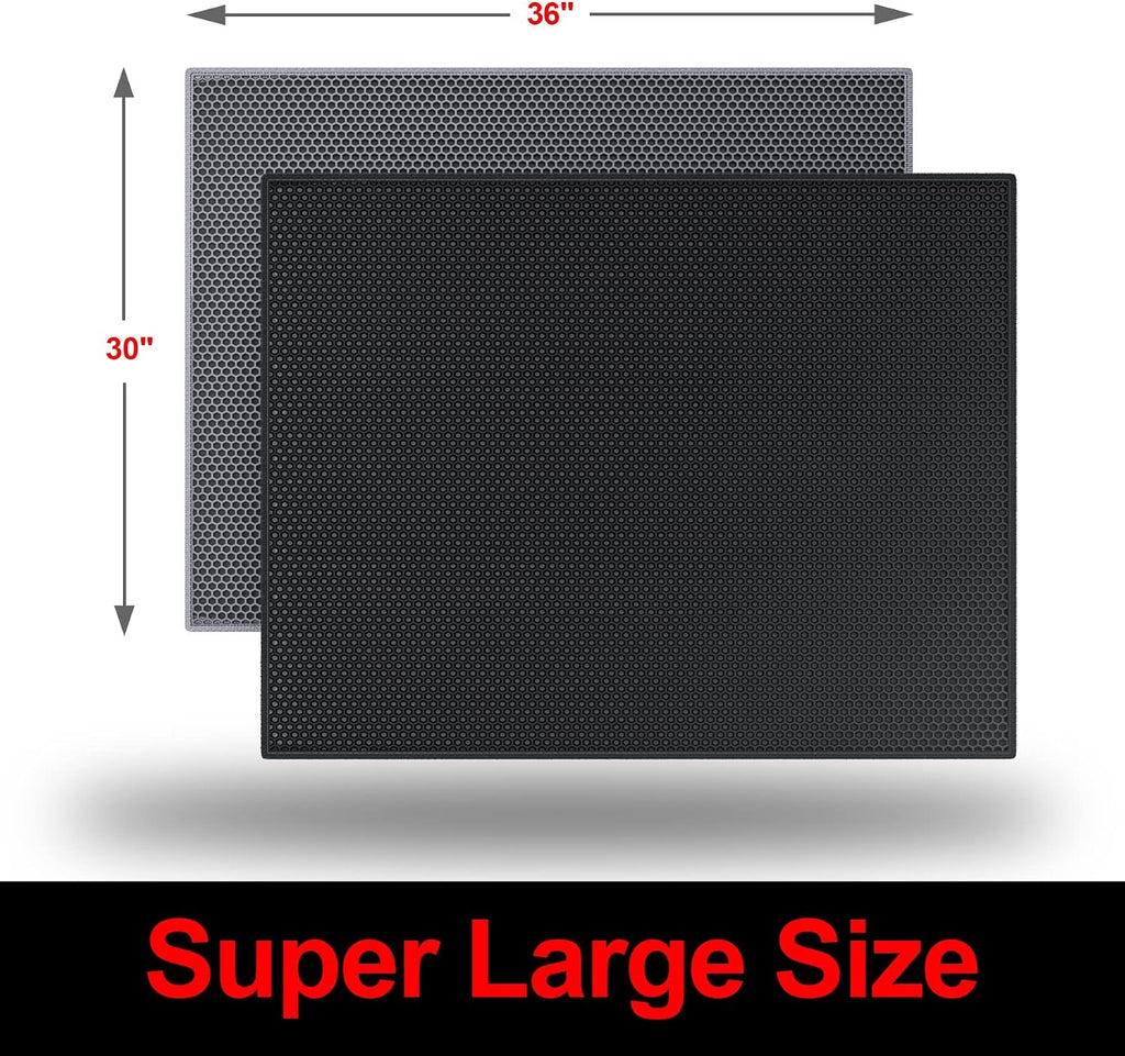 Waretary Cat Litter Mat, 36"x30", Waterproof, Scatter Control, Grey