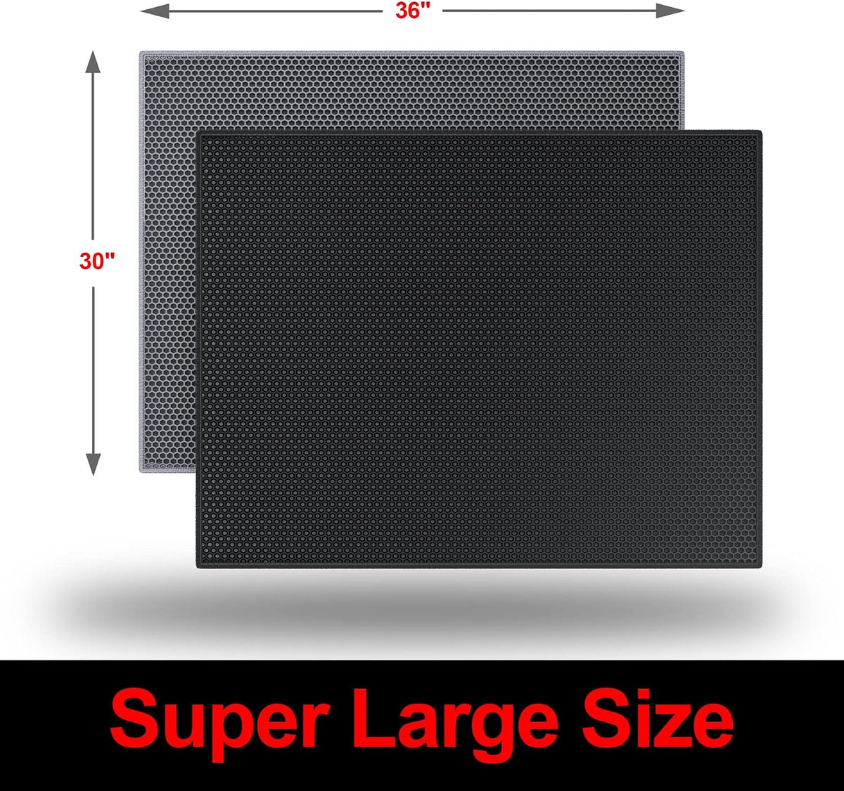 Waretary Cat Litter Mat, 36"x30", Waterproof, Scatter Control, Grey