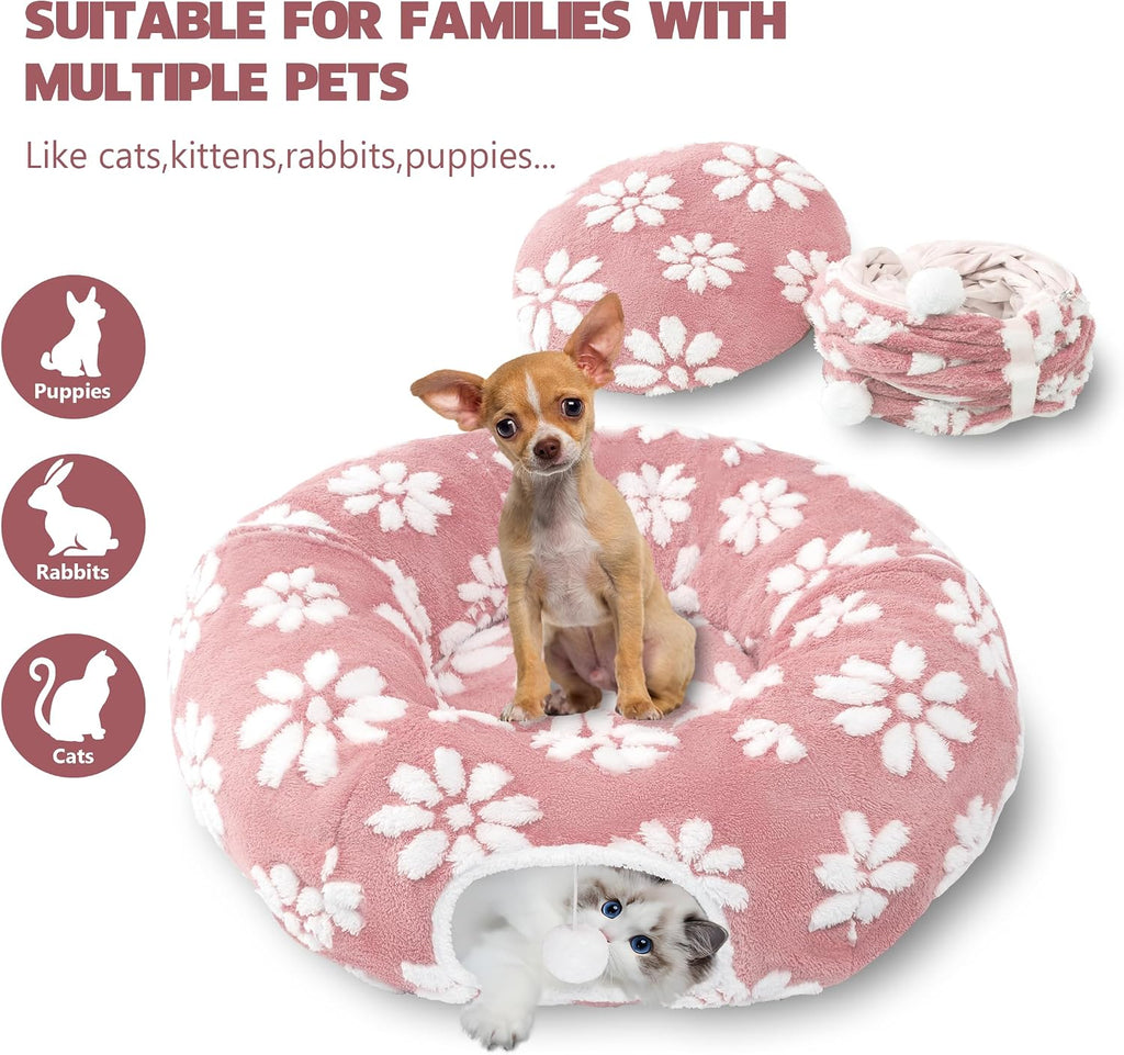 Cute Round Cat Tunnel for Indoor Cats, Pink