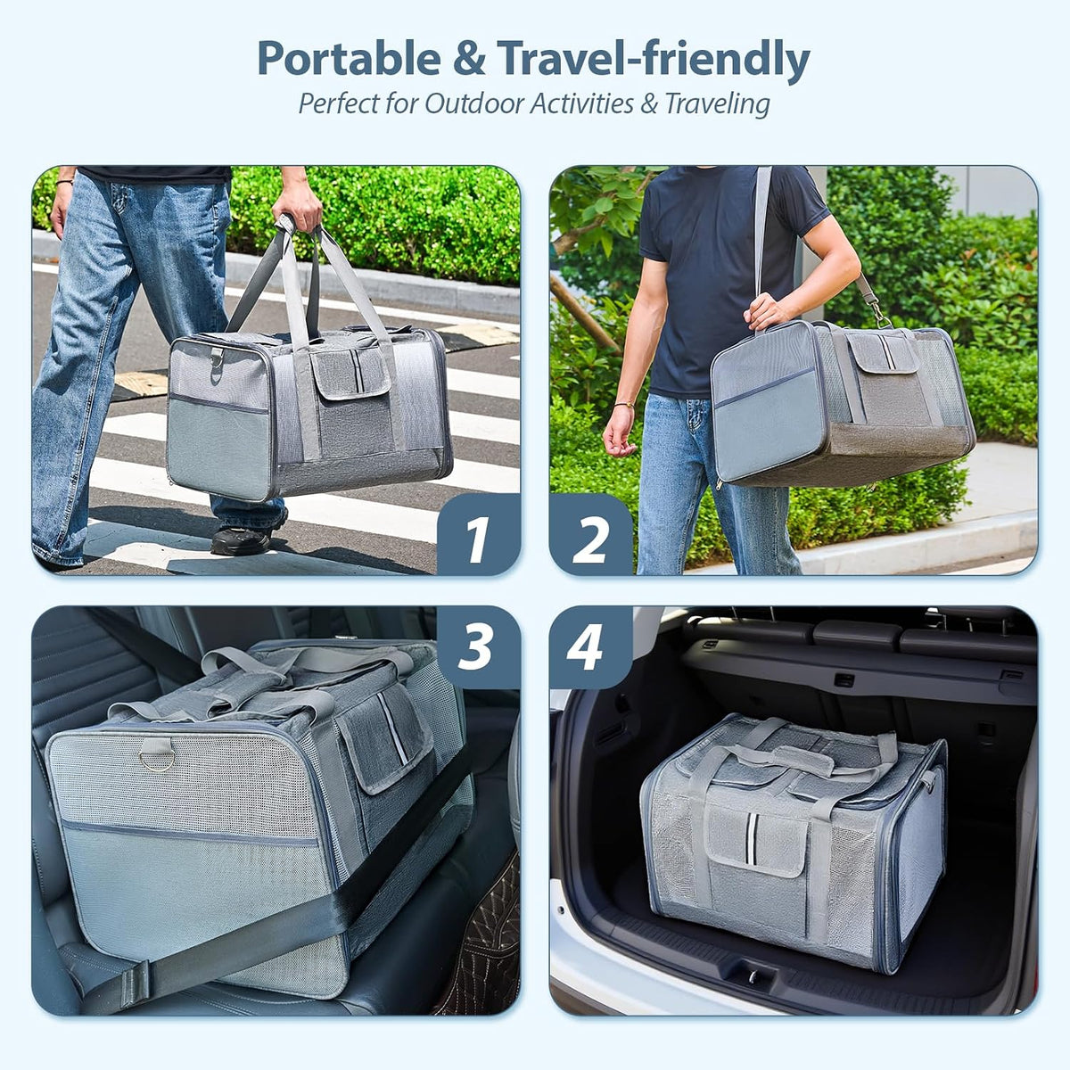 Cat Carrier for 2 Cats, Large Soft-Sided Pet Travel Carrier