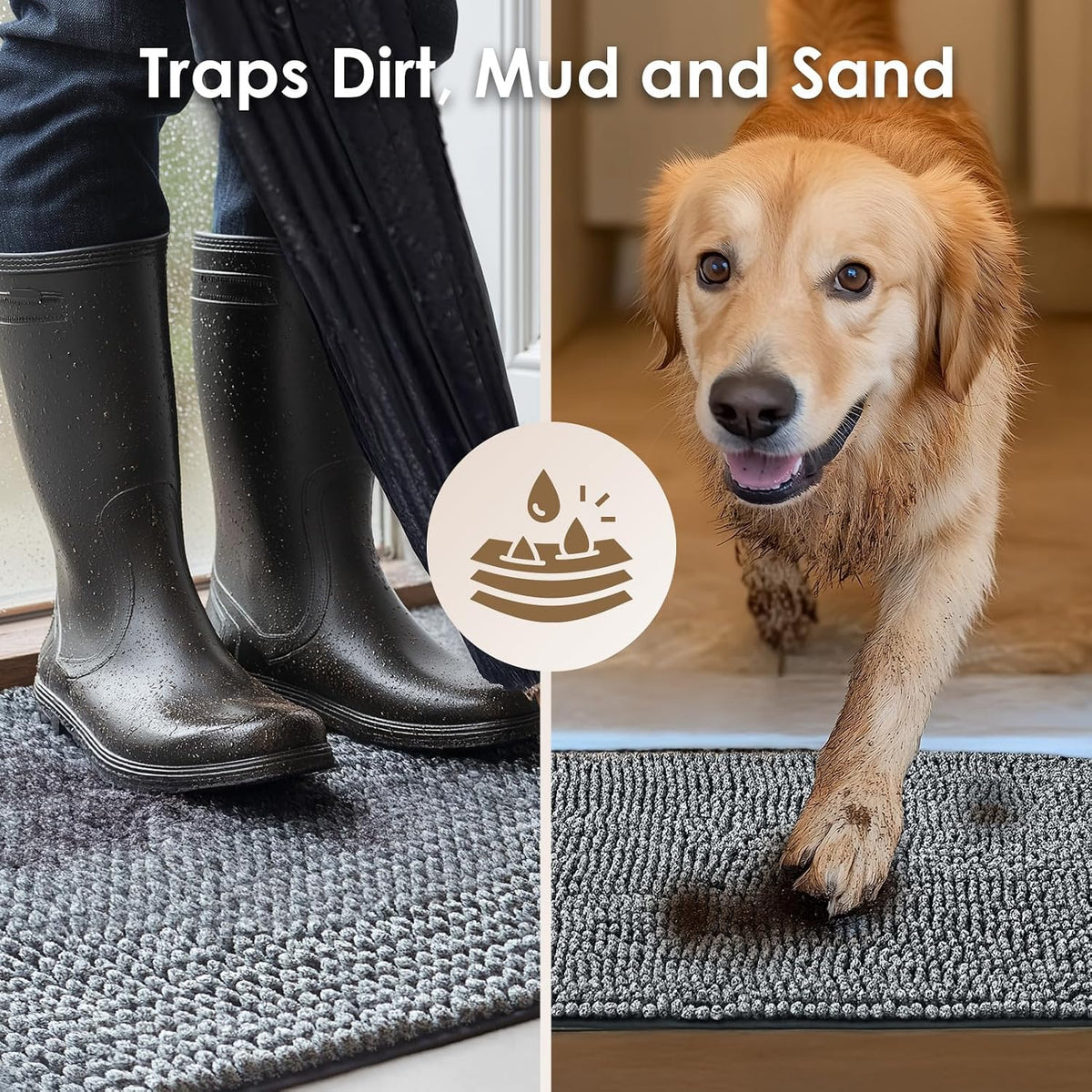 EHEYCIGA Super Absorbent Dog Door Mat for Muddy Paws 30x20 in. Entryway Rug