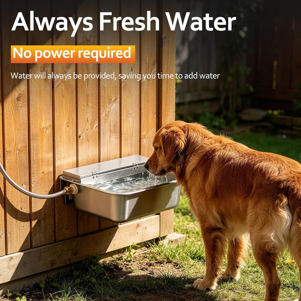 2.6 Gal Automatic Dog Water Bowl Dispenser Outdoor Wall Mounted Dog Waterer