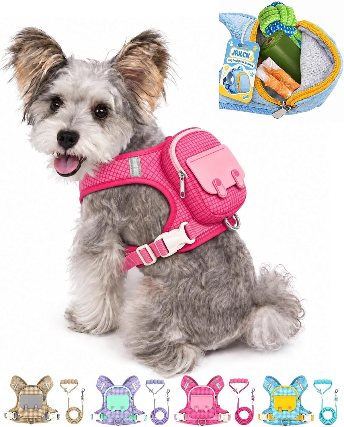 Dog Backpack Harness No-Pull Control Reflective Waterproof