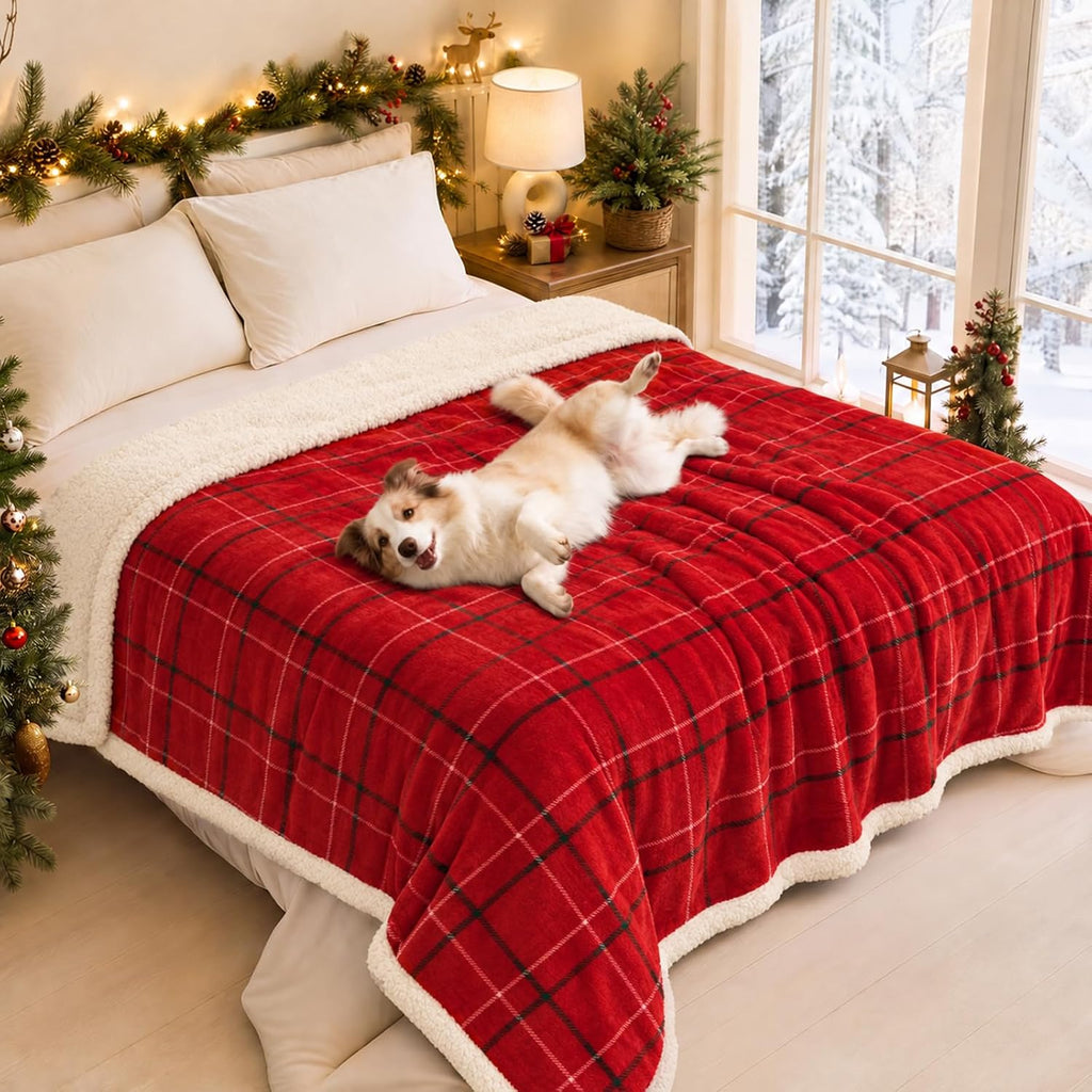 Luciphia Waterproof Dog Blanket, Reversible Fleece & Sherpa, Couch Cover