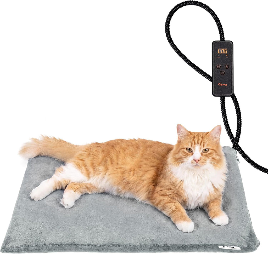 Toozey Cat Heating Pad for Cats & Dogs, Heated Cat Bed Mat, 18x16 in, Grey