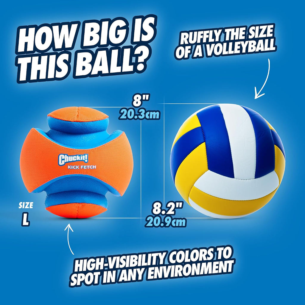 Chuckit! Kick Fetch Ball Dog Toy, Large, 8in, for Large Dogs, Floats