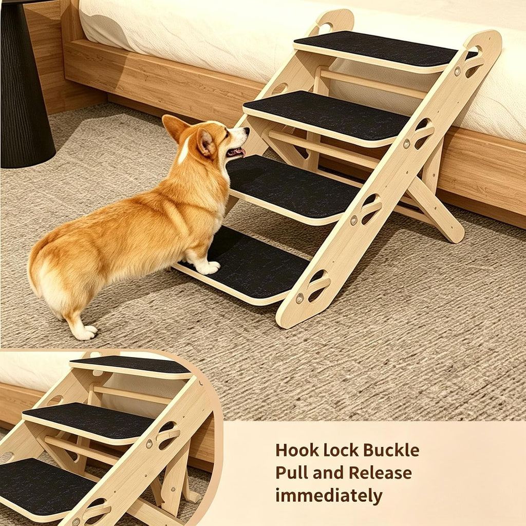 Foldable Dog Stairs for Bed, 4-Step Pet Stairs for Large Dogs