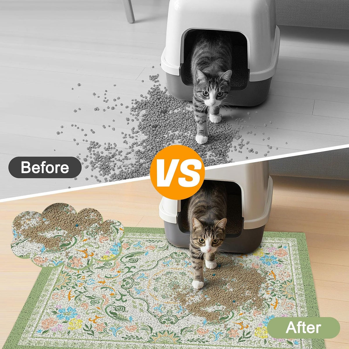 Glittme Cat Litter Mat 33"x22" Non-Slip Washable Trapping Mat for Cats