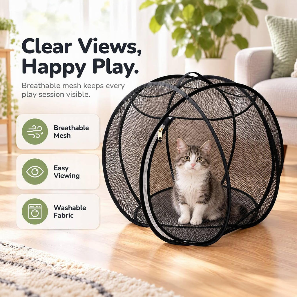 360° Panoramic Cat Playpen Enclosure, Rolling Cat Hamster Ball for Outside