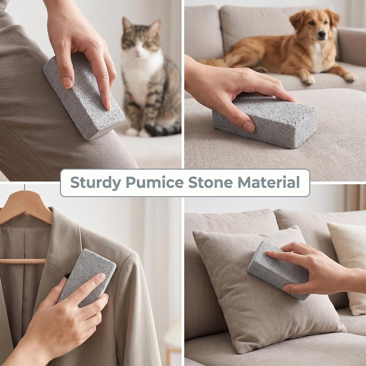 2Pcs Pet Hair Remover Pumice Stone, Dog Cat Fur Cleaning Stone