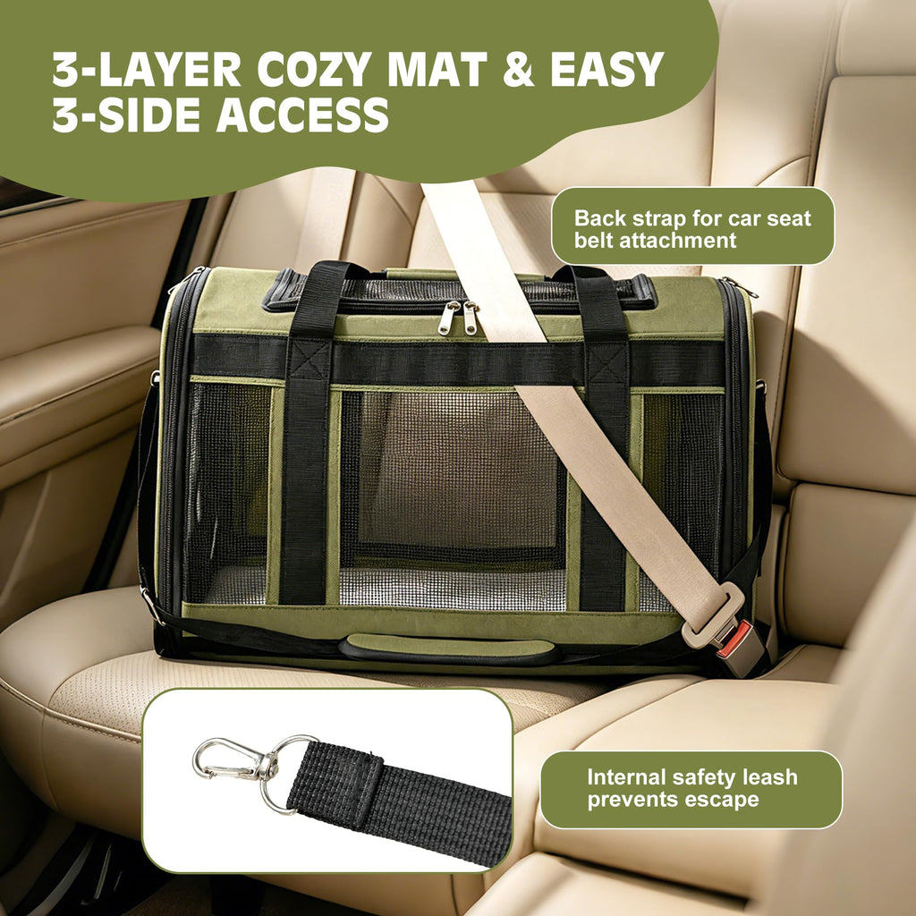 Extra-Large Cat Carrier, Soft-Sided Collapsible Pet Carrier up to 22 lbs