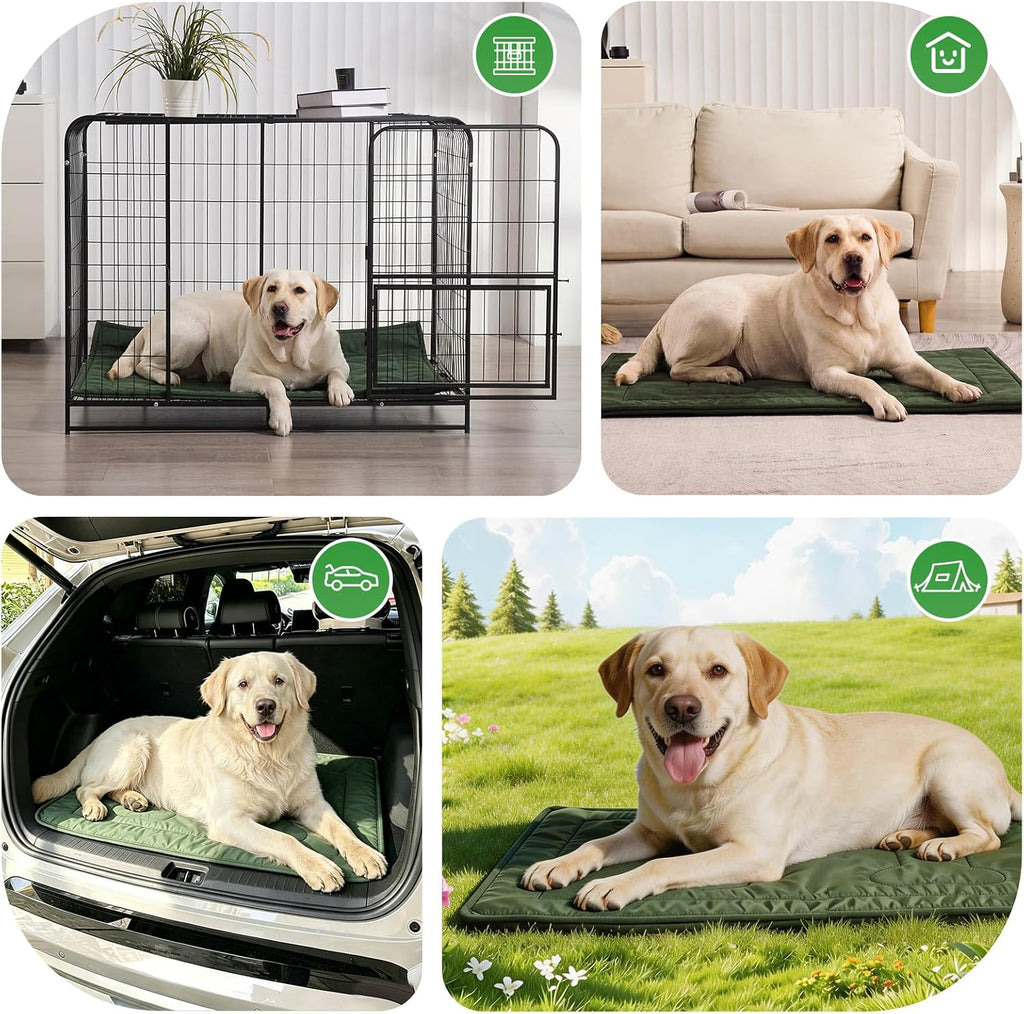 Chew Proof Indestructible Dog Crate Pad,Large (28"x41"),Green