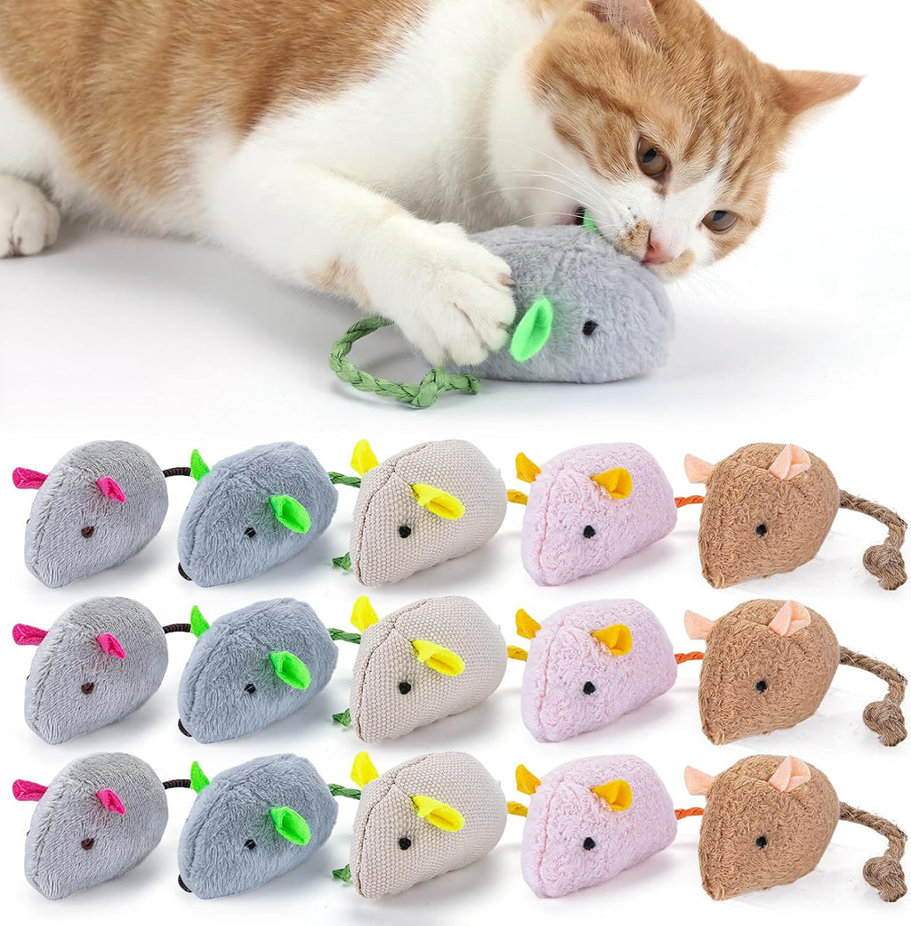 NAHSHON 15PCS Cat Mouse Toys Prefilled Catnip Toys