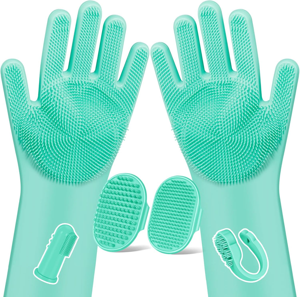6PCS Grooming & Bath Supplies for Dogs, Cats | Dog Washing Gloves | Dog Bath Brush | Dog Shower Brush | Pet Grooming Glo