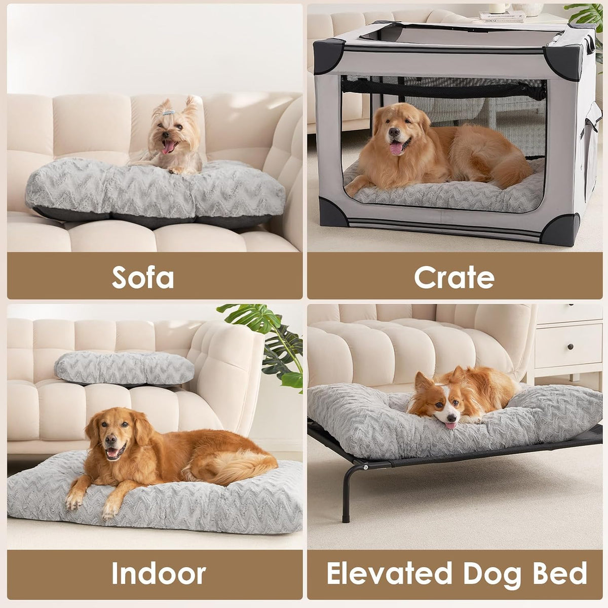 EHEYCIGA Washable XL Dog Beds Large Sized Dog, 41x27 Inch Pet Bed, Grey