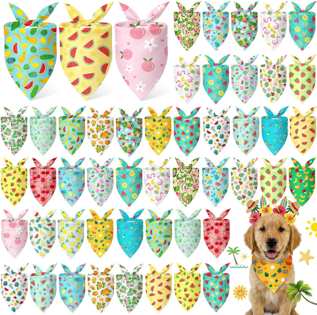 Abbylike 50 Pcs Fall Thanksgiving Dog Bandanas Bulk, Pumpkin, Large Dogs