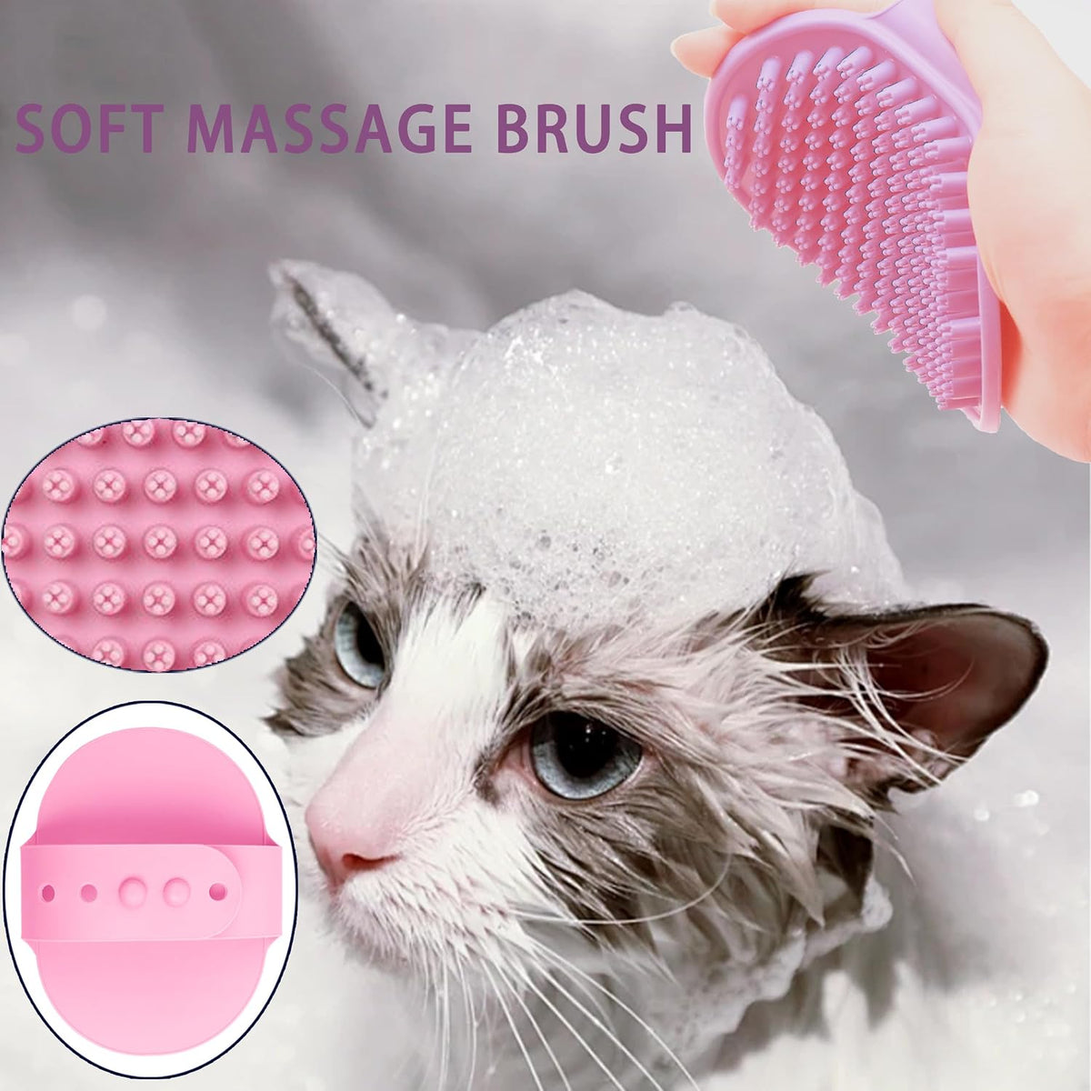 Cat Grooming Kit, 6-Piece Deshedding Brush Set, Pink