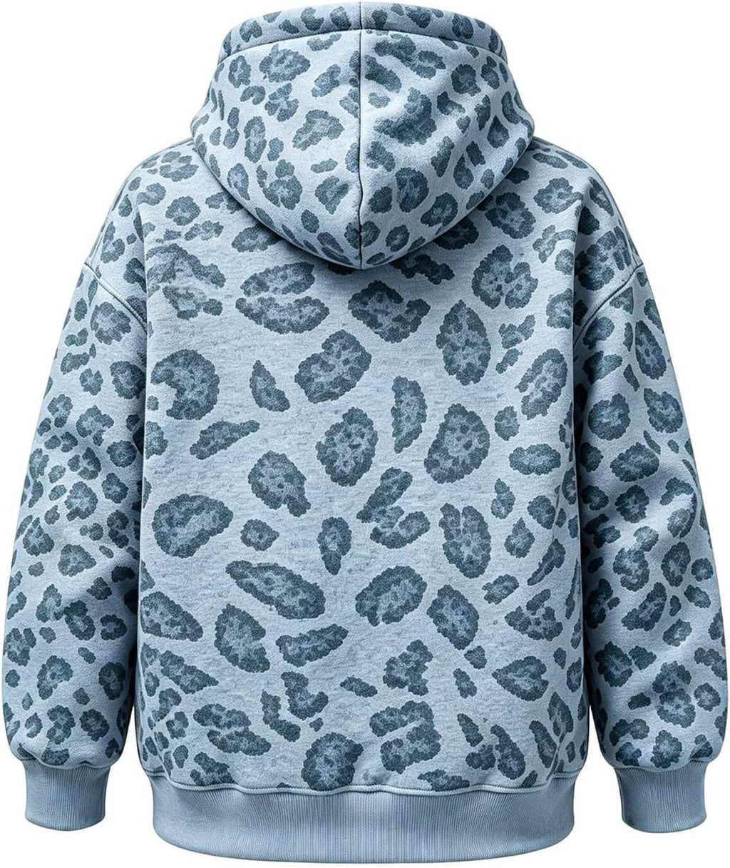 Womens Leopard Print Hoodie - Pet Pouch, Cat Dog Carrier, Kangaroo Pocket