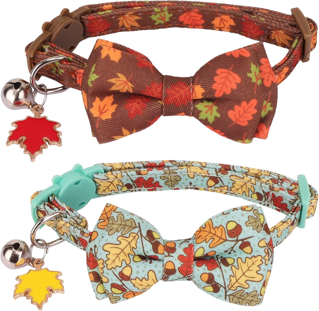 Christmas Cat Collar Breakaway, Plaid Xmas Cat Bow Tie Collar