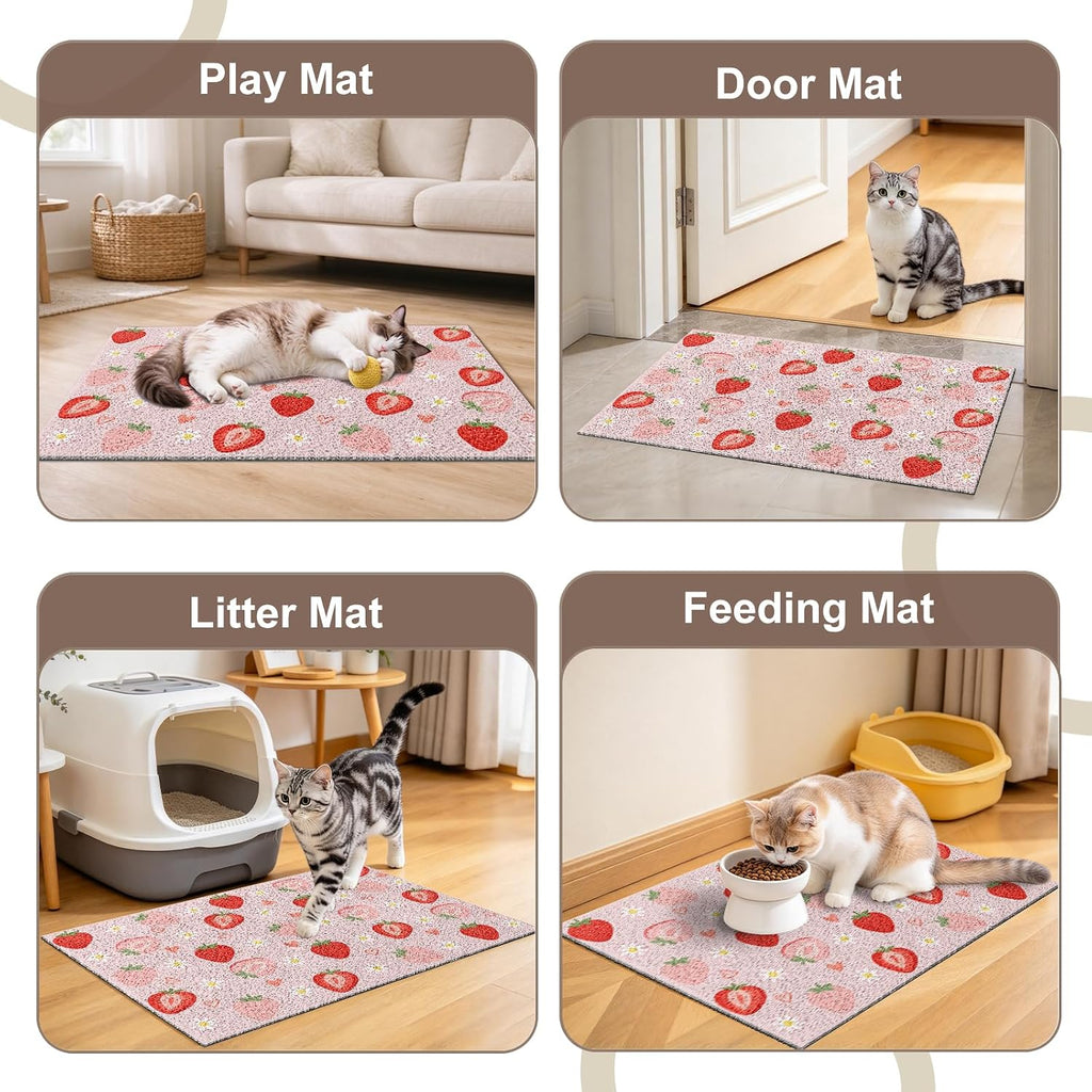Cat Litter Mat, 24" x 16" Cute Litter Box Trapping Mat