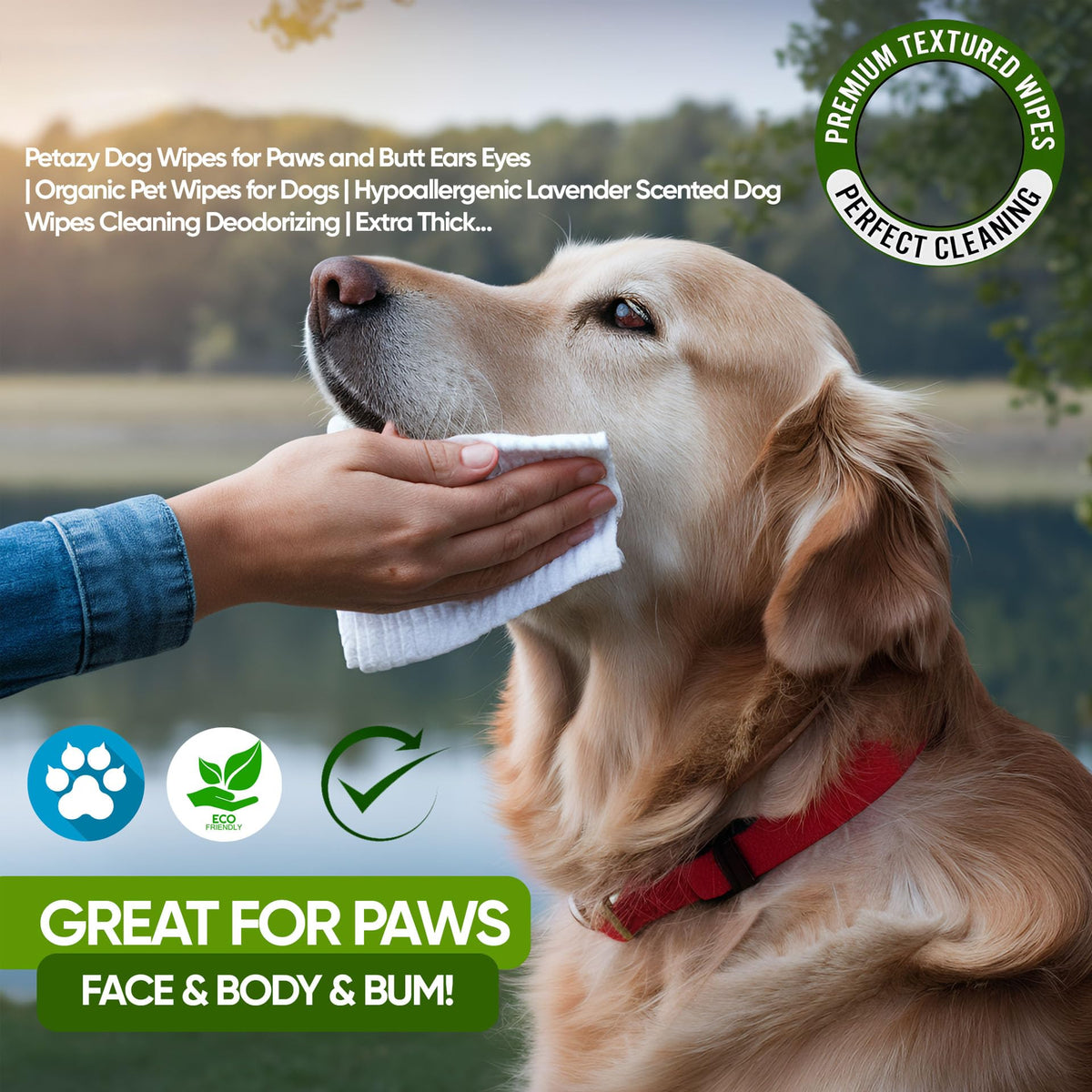 Petazy Pet Wipes for Dogs & Cats - Paws, Ears & Butt Cleaning, 400 Count