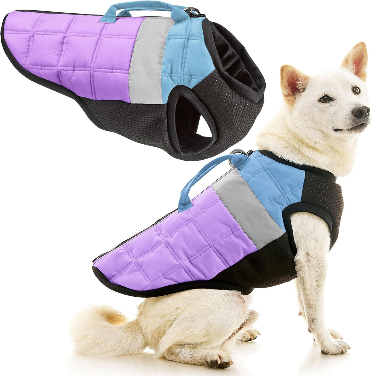 Gooby Dog Vest Jacket - Purple, Medium - Water Resistant Fleece Dog Vest with Dual D Ring Leash - Small Dog Sweater for 