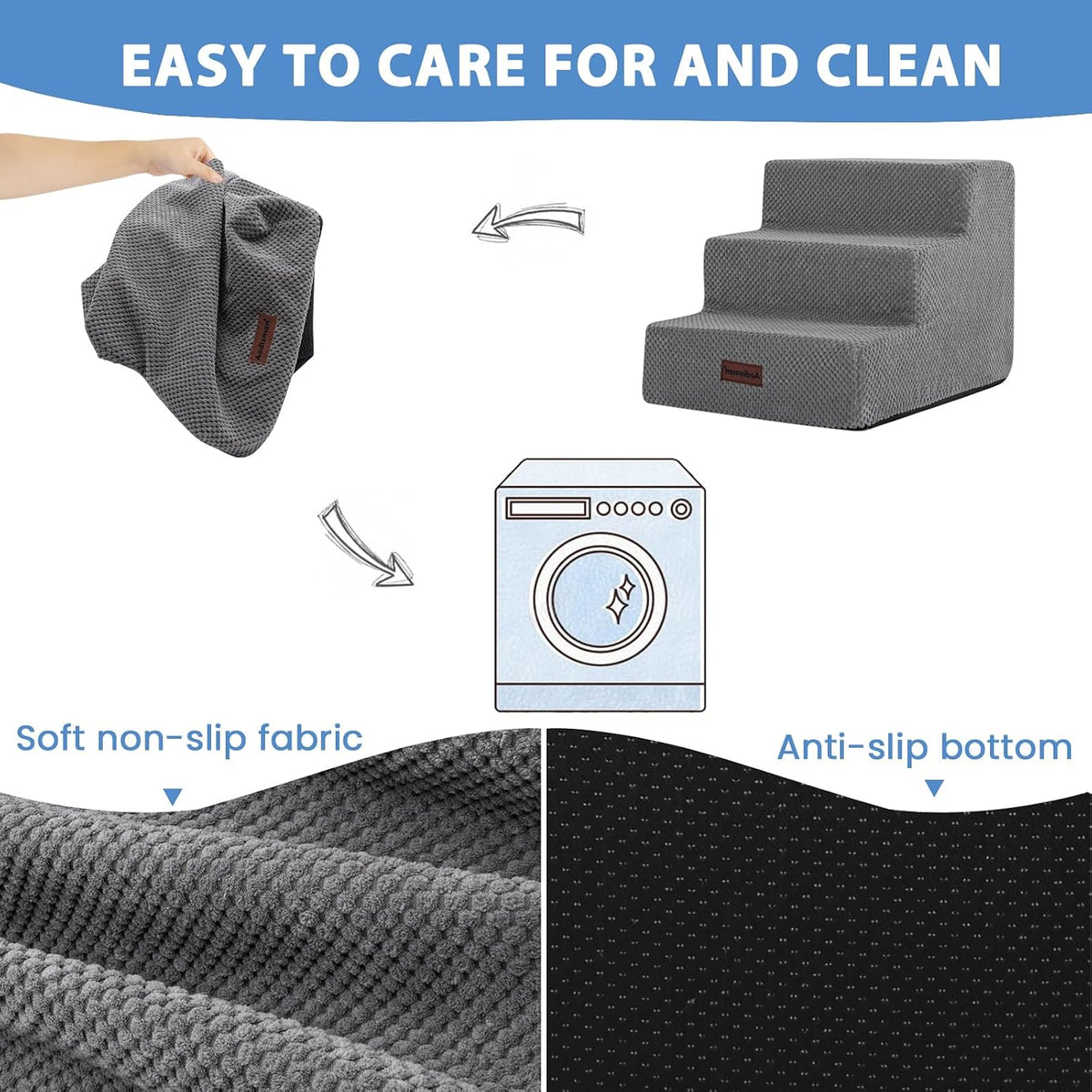 Dog Stairs for Small Dogs & Cats,3-Step Pet Steps for Couch & Bed