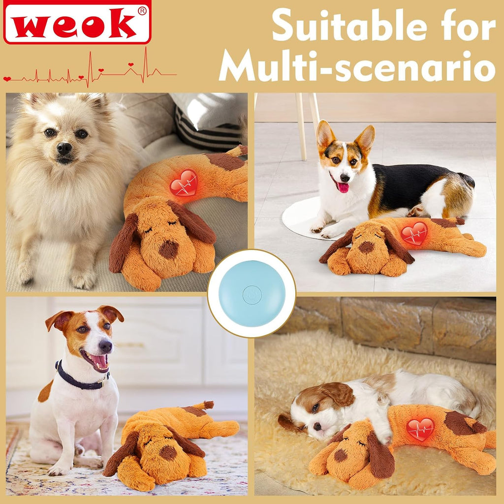 WEOK Heartbeat Puppy Toy, Comfort Cuddler Pillow, Dog Anxiety Relief Calming Aid,Heartbeat Stuffed Toy for Dogs,Puppy He