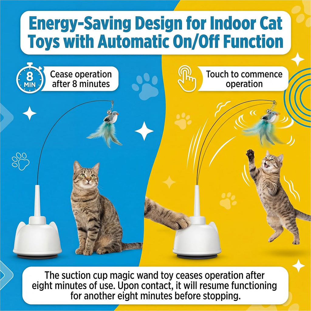 Interactive Cat Toys for Indoor Cats Toy Wand 360°Automatic Moving Cat Toys